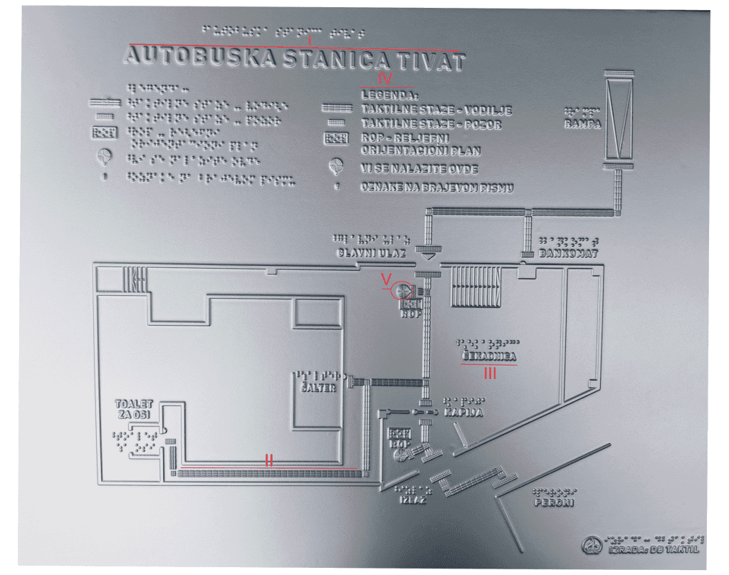 Reljefni orijentacioni plan Tivat autobuska stanica